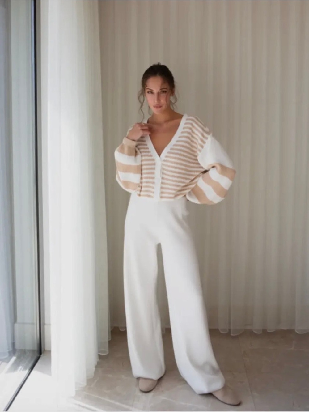 Striped V-Neck Button Cardigan BNWT - Picture 2 of 4